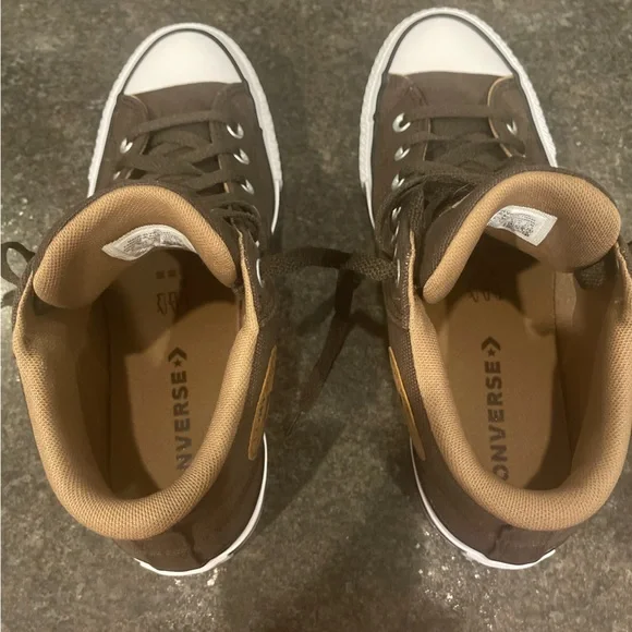 Converse Brown and White Classic High-Top Sneakers - Picture 4 of 5